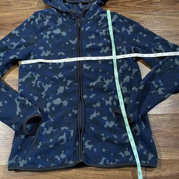 Uniqlo Jacket Camouflage Full Zip Fleece Blue Gray Long Sleeve Sweater Men Large - Picture 2 of 5
